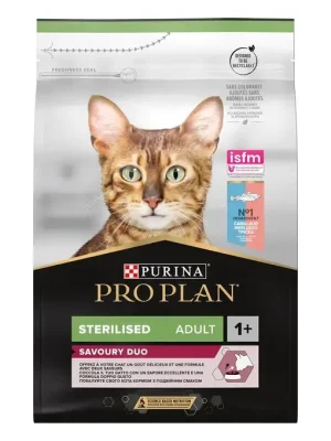 PROPLAN STERILISED ADULT 1+ SAVOURY DUO riche en cabillaud et à la truite