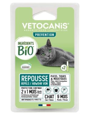 VETOCANIS Pipette Antiparasitaire Répulsive BIO Chat
